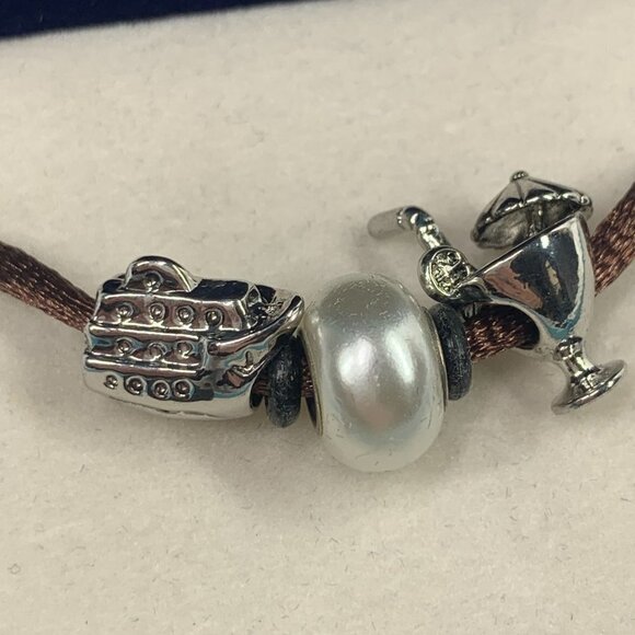 Bella Perlina Cruisin' & Cocktails Set of Three Charms Silver Tone Faux Pearl - Picture 2 of 6